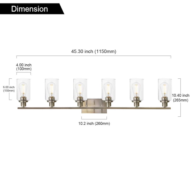 Vinluz Modern 6-lights Vanity Lighting Fixture for Bathroom