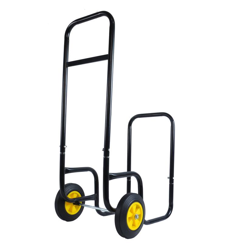 Outdoor or Indoor Black Steel Wood Rack Storage Mover Rolling Wheeled