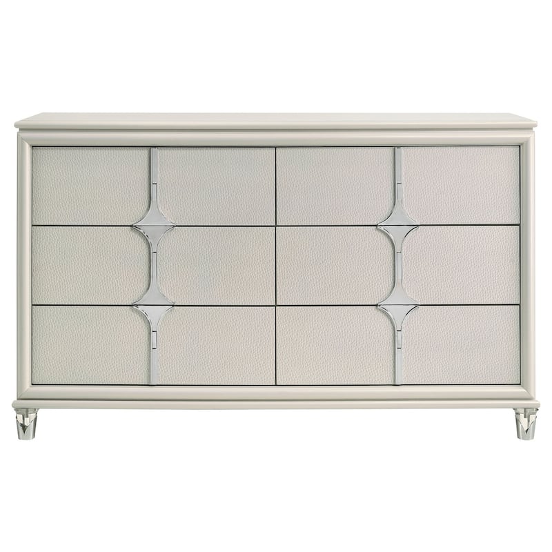 6-Drawer Pearl White Dresser Cabinet with Smooth Glide Drawers, Sleek Modern Style, and Ample Bedroom Storage