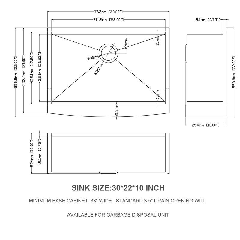 30 Farmhouse Sink Workstation Stainless Steel 16 gauge Apron Front Kitchen Sink