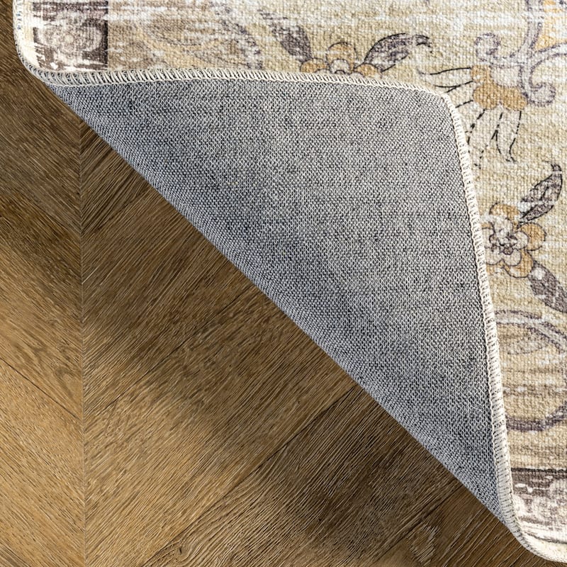 Nuloom Glenda SpinClean Machine Washable Faded Medallion Area Rug