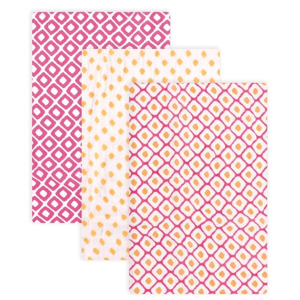 slide 1 of 1, Hudson Baby Infant Girl Cotton Muslin Swaddle Blankets, Pink Dots, One Size - Pink Dots - 3-Pack 3-Pack - Pink Dots
