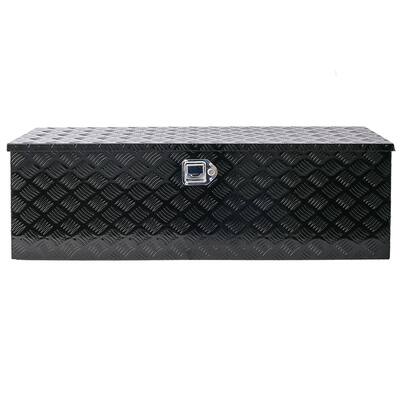 48 Inch Rectangular Tool Box with Lock Keys Aluminum Tool Storage RV Storage Organizer,Black