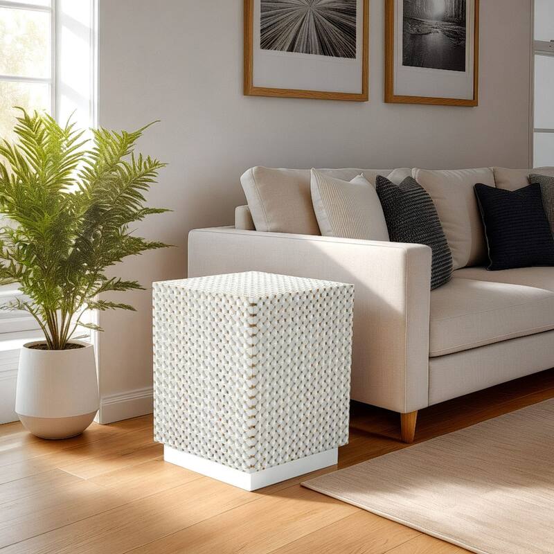 24" Square Accent Table with Dimples - White