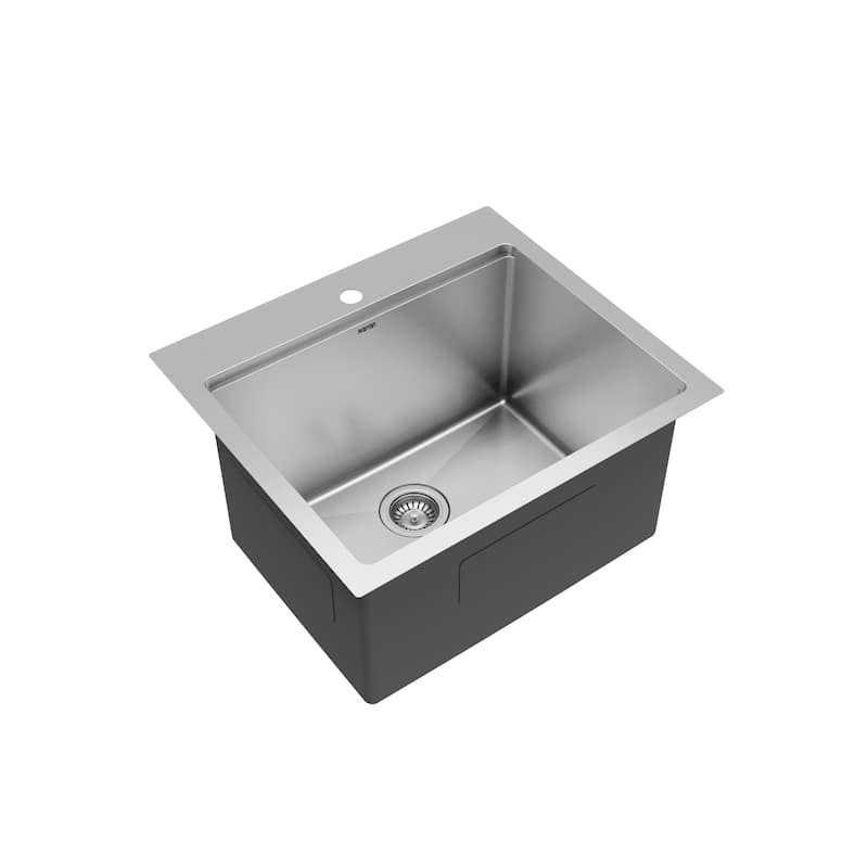 Karran Elite WST-22-PK1 Top Mount 25" Single Bowl Stainless Steel Workstation Kitchen Sink with Deeper Bowl