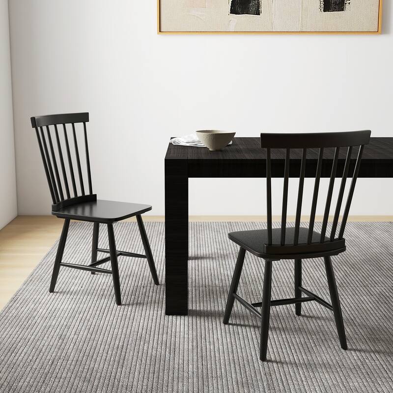 Gymax Dining Chair Set of 4 Solid Wood Windsor Chair w/ High Spindle