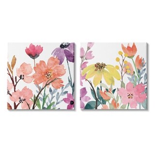 Stupell Spring Florals on White 2 Piece Canvas Wall Art Set Design by ...