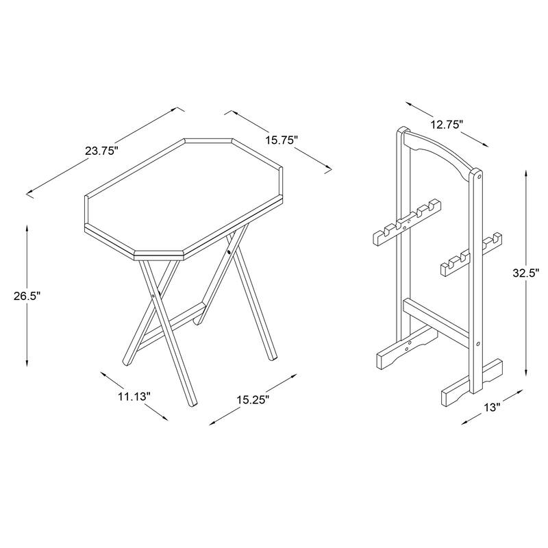 5-Piece Octagonal Top Folding Tray Table Set - 26.25" - Espresso Brown
