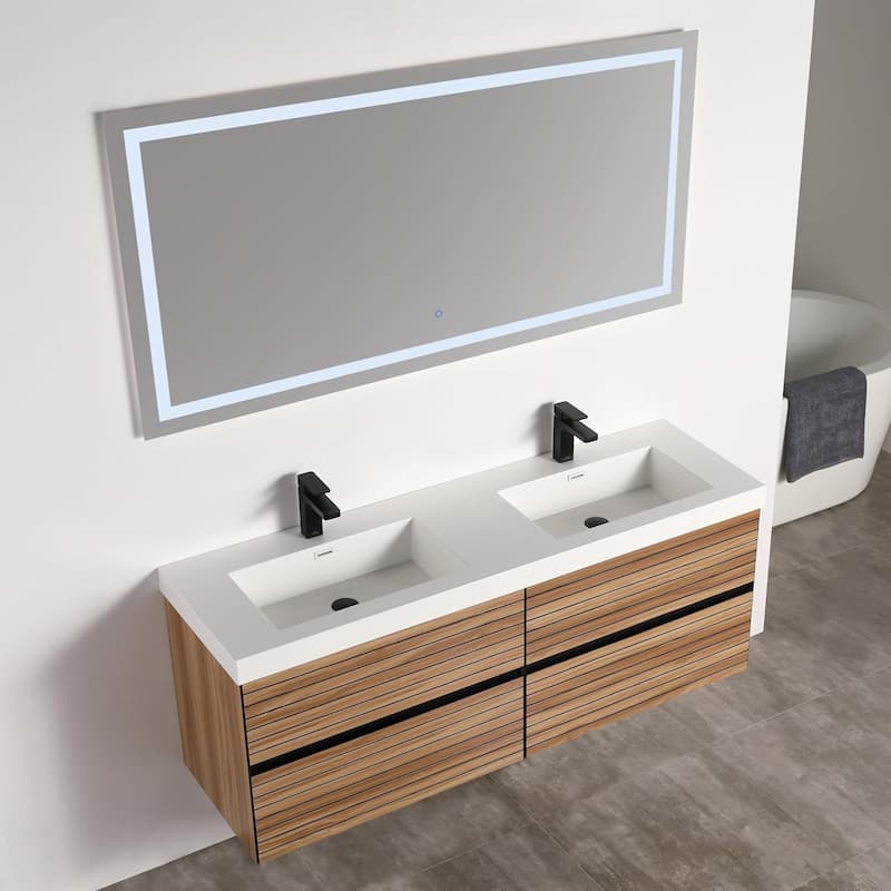 Blossom Annecy 60-Inch Floating Bathroom Vanity with Acrylic Sink