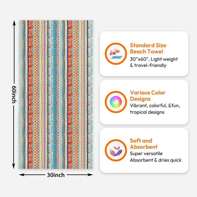 Large Boho Beach Towel Quick Dry Absorbent 30"x60"/35"x70"