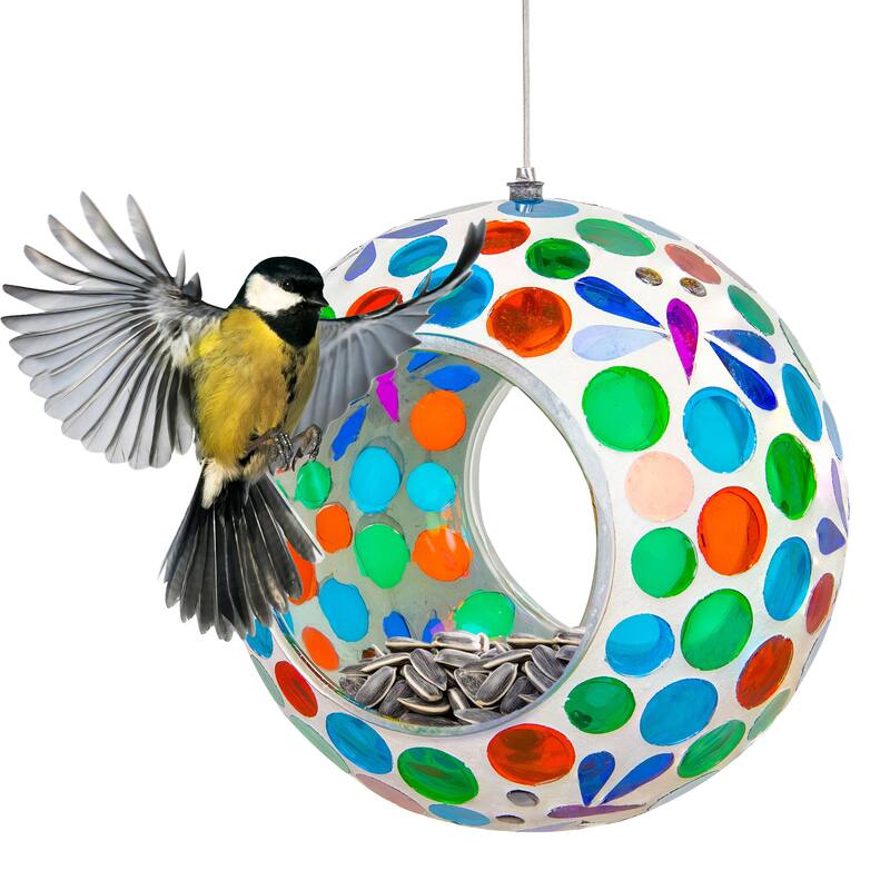 Sunnydaze Mosaic Fly-Through Hanging Bird Feeder