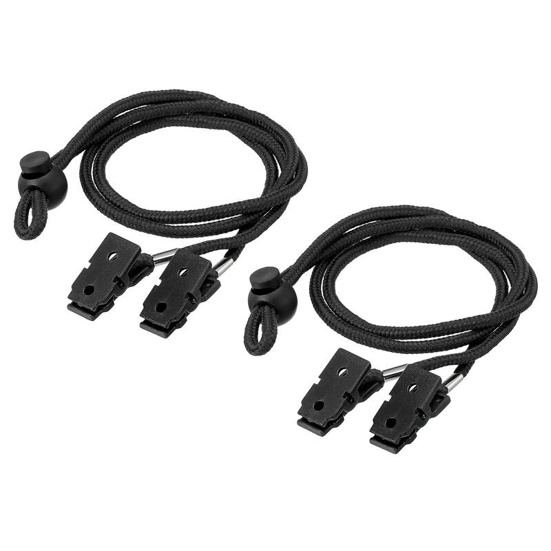 16.5" 2Pcs Napkin Chain Adjustable Bib Holder Chain Sun Hat Strap Lanyard, Black - 16.54"