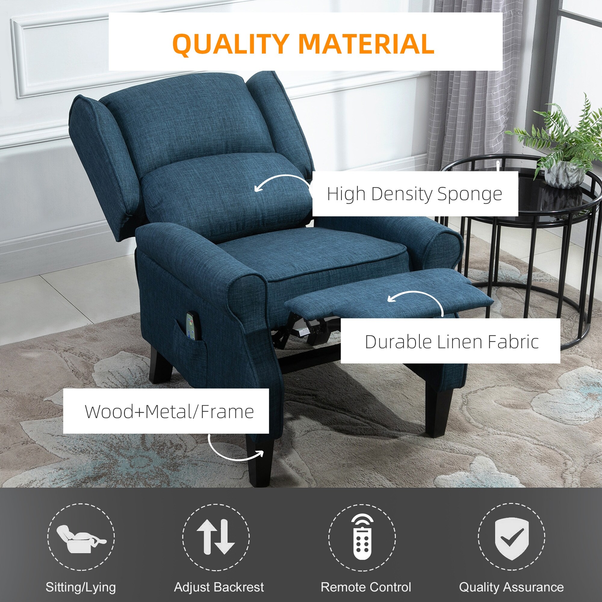 HOMCOM Wingback Heated Vibrating Massage Chair Accent Sofa