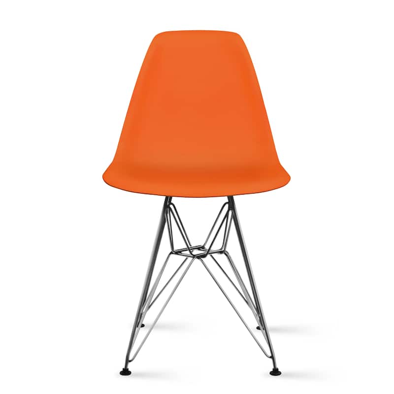 Designer Plastic Chairs Chrome Silver Wire Legs Retro Dining Accent Molded Shell Desk Office Work Chrome Base Kitchen