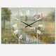 preview thumbnail 2 of 4, Designart 'Tranquil Country Field' Cottage 3 Panels Oversized Wall CLock - 36 in. wide x 28 in. high - 3 panels