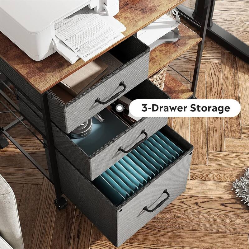 3 Drawer Mobile File Cabinet - 15.75"D x 29.53"W x 26.77"H