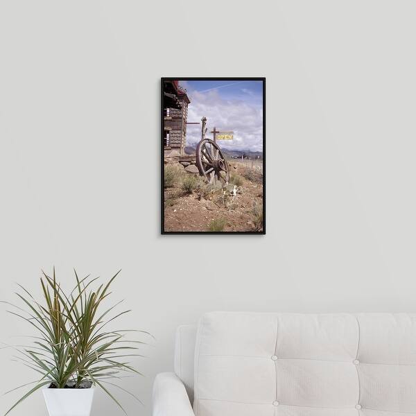 Shop Old Wagon Wheel Utah Black Float Frame Canvas Art On