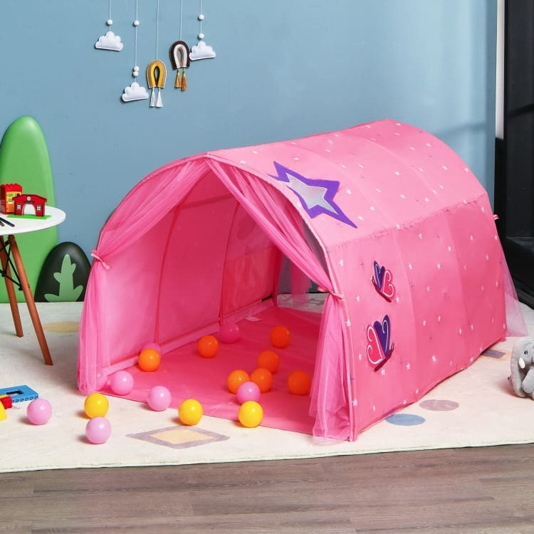 Kids Galaxy Starry Sky Dream Portable Play Tent with Double Net Curtain - 57" (L) x 40" (W) x 32.5" (H) - 57" (L) x 40" (W) x 32.5" (H) - Pink