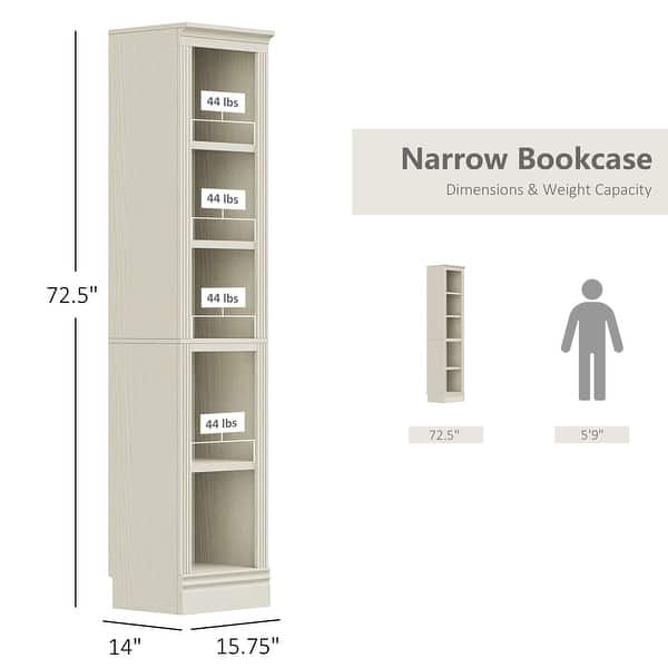 dimension image slide 12 of 14, Halston 72.5" Tall Modular Bookcases Bookshelves 5-Tier Display Shelves Organizer and Storage