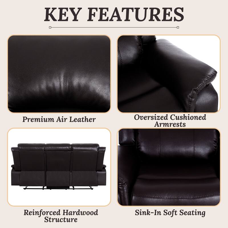 Manual Leather Reclining Sofa Collection – Recliner Furniture for Living Room & Home Office