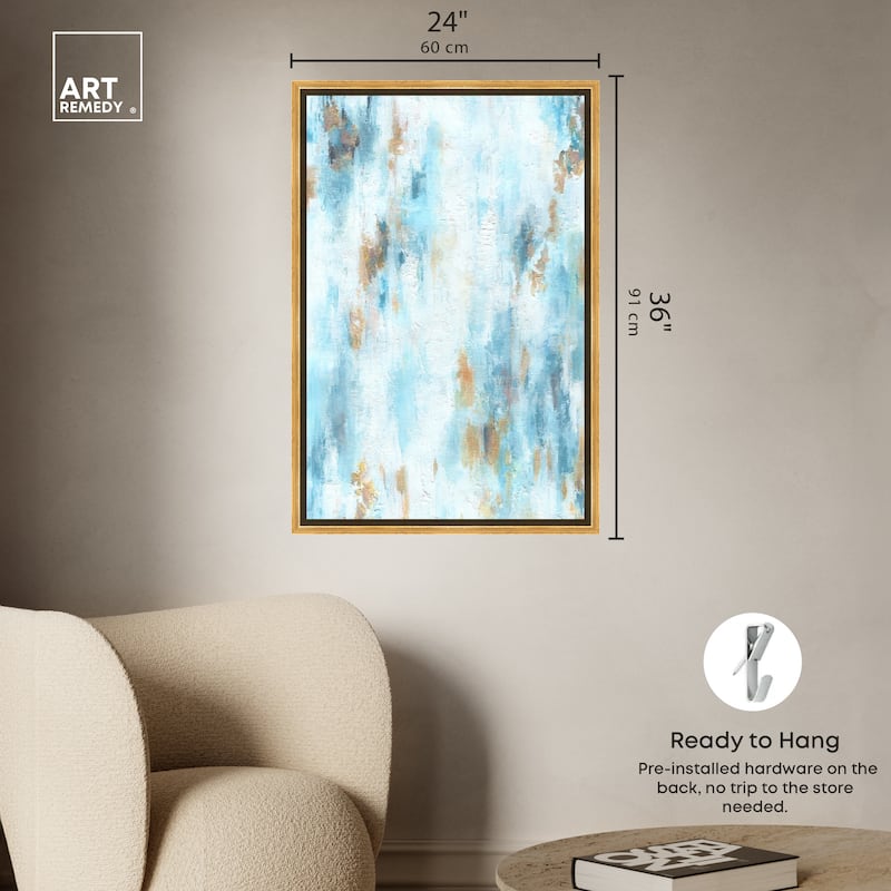 Art Remedy Textured Shades Framed Blue Abstract 1 Piece Canvas Wall Art