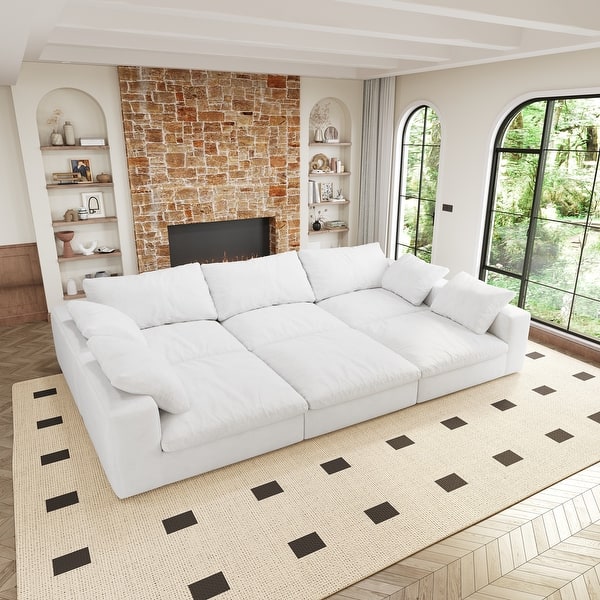 120 Inch Large Modular Cloud Sofa with 6 Seats and Sofa Bed - Bed Bath & Beyond
