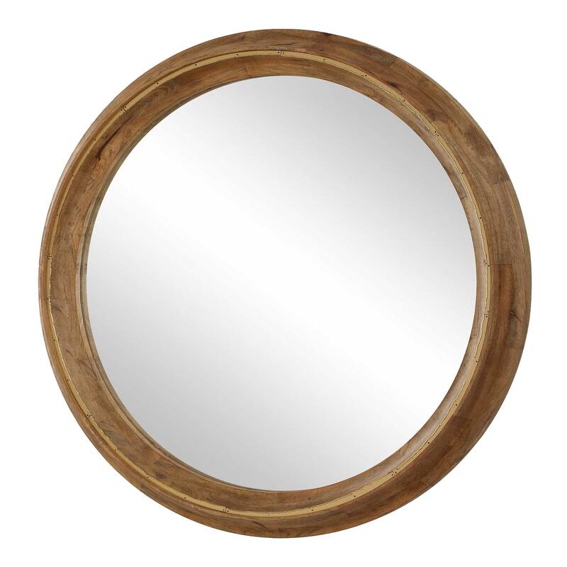 Uttermost Frontier Round Wood Mirror - 44.50" W x 44.50" H x 2.75" D
