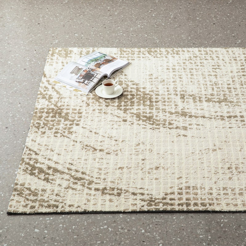 Glitzhome Modern Geometric Abstract Pattern High-Low Shag Area Rugs