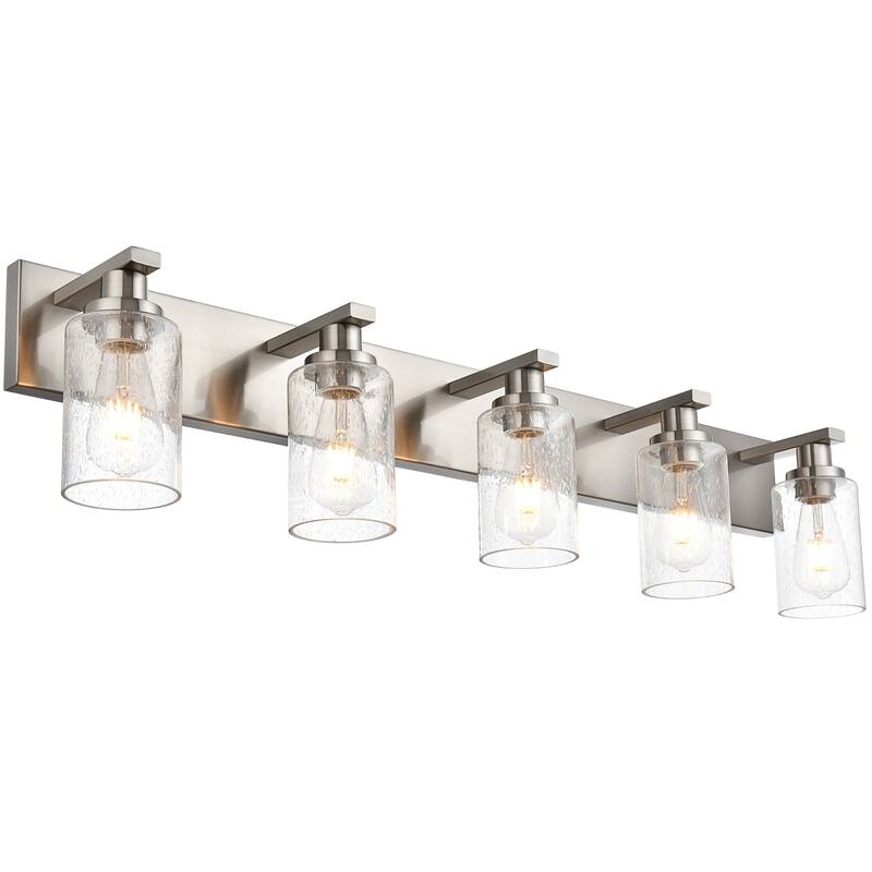 Modern Vanity Light with Seeded Glass Shade