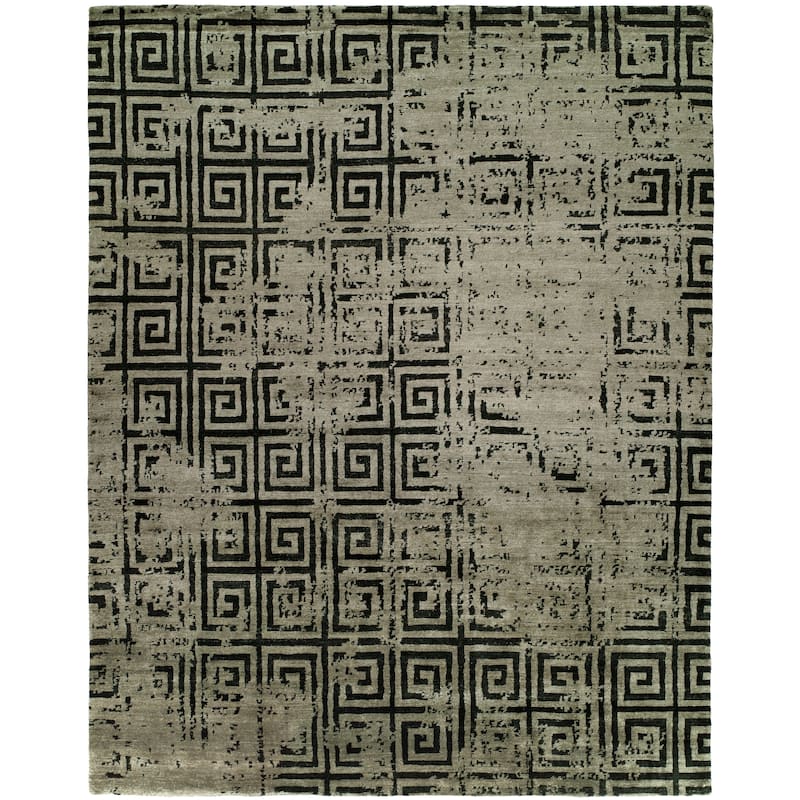 Modern Multi-Colored Hand-Knotted Viscose Area Rug - 4' x 6' - Multi-Colored