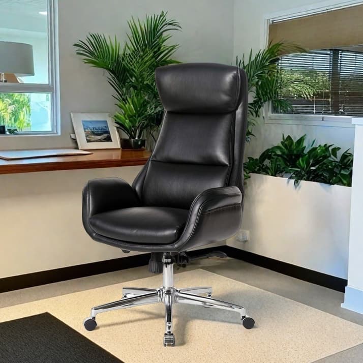 Modern High-Back Leatherette Adjustable 360-degree Swivel Executive Office Chair by Glitzhome