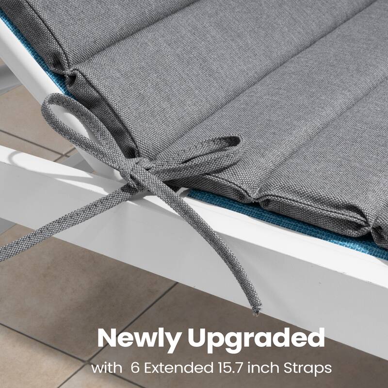 Pellebant Outdoor Chaise Lounge Cushions Patio Lounger Pad with Straps
