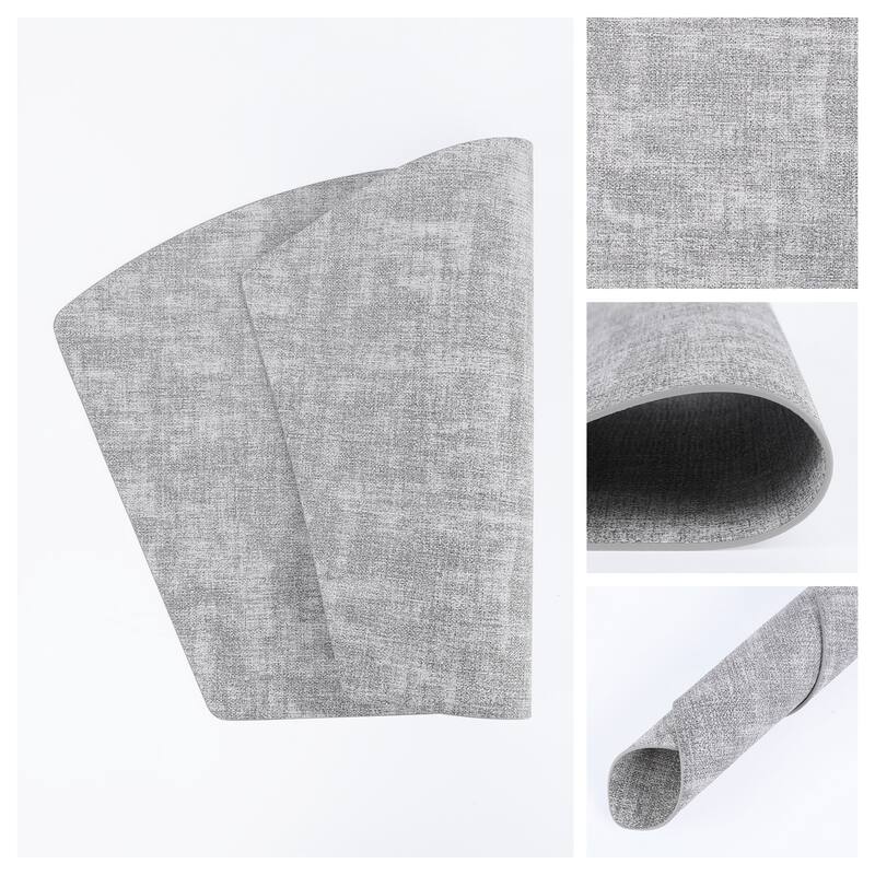 Set of 6 Faux Leather Placemats for Kitchen Dining Table Decor Heat Resistant Table Placemats Wipeable Table Mat - 19*12in - Gray