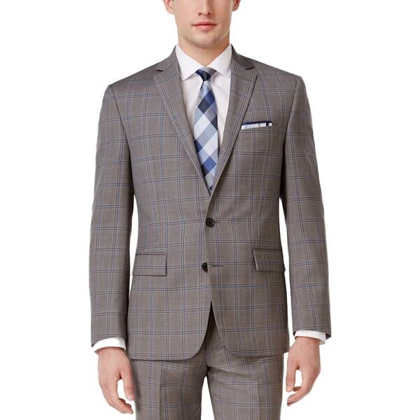 Shop Ryan Seacrest Mens Two Button Suit Jacket Wool Plaid 36r