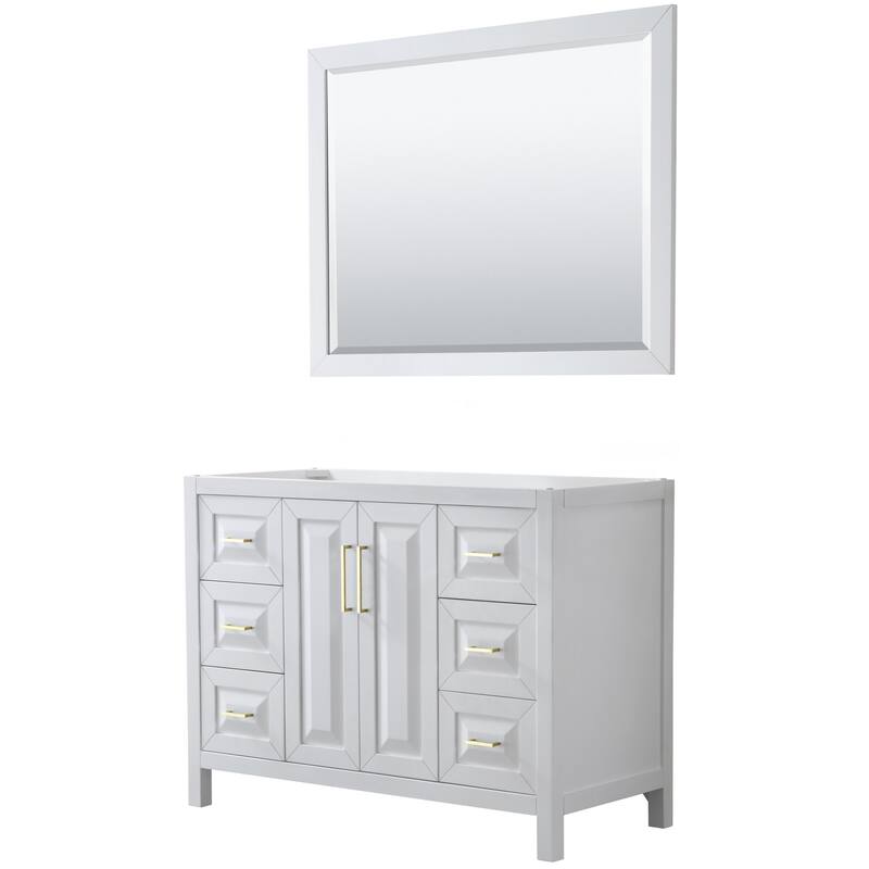 Wyndham Collection Daria 47" Single Free Standing Vanity Cabinet - - White / Brushed Gold Hardware