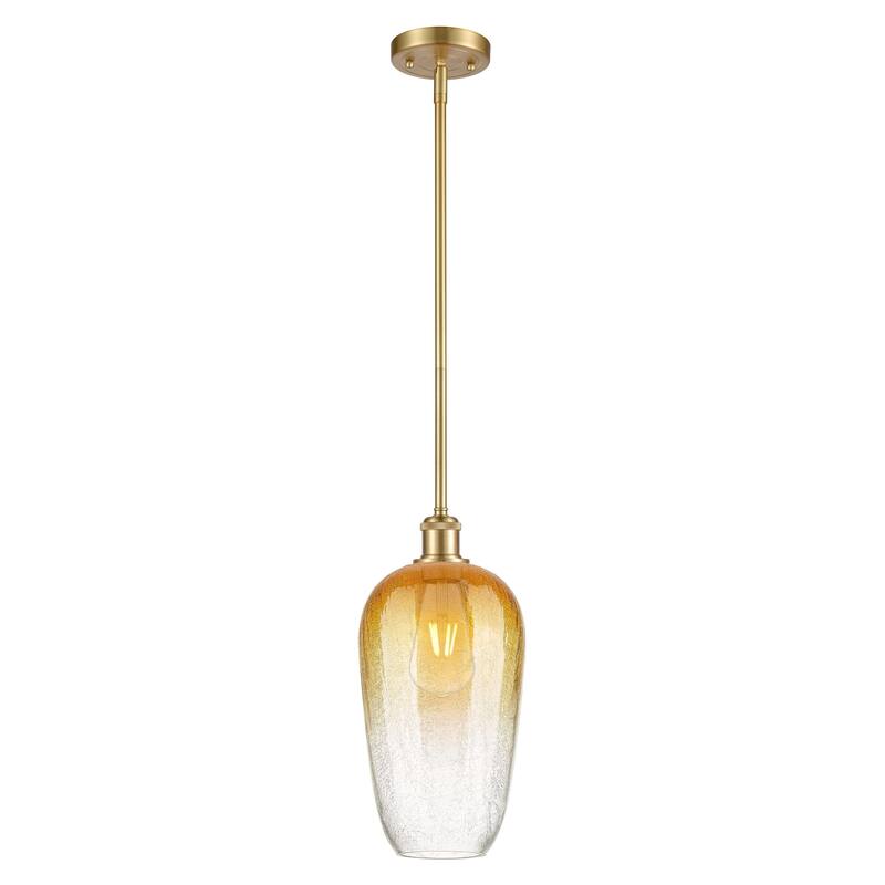 Innovations Lighting Endless Possibilities Ballston - Brookhaven Flute - 1 Light 7" Stem Hung Mini Pendant - Satin Gold/Amber