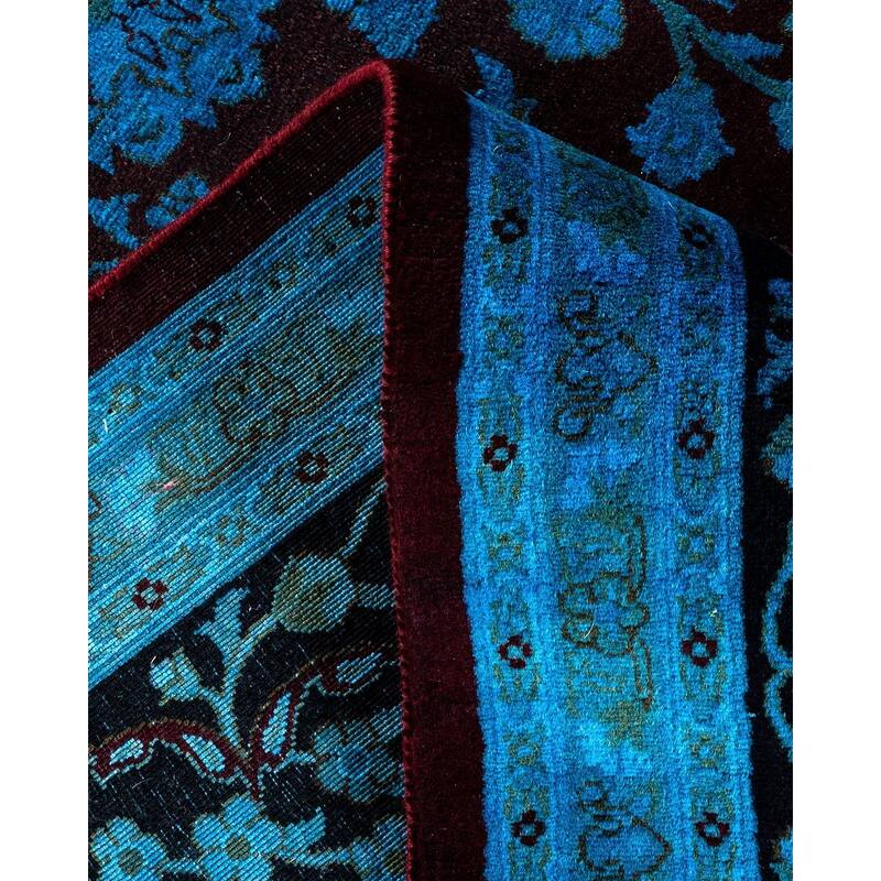 Overton Hand Knotted Wool Vintage Inspired Modern Contemporary Overdyed Black Area Rug - 8' 1" x 10' 1"