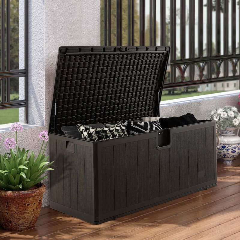 Costway 28/73/100/120/130 Gallon Patio Deck Box Outdoor Waterproof