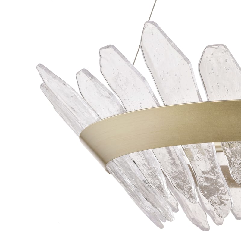 Daisy 5-Light 28" Modern Seedy Glass Chandelier - Brushed Silver-ish Champagne