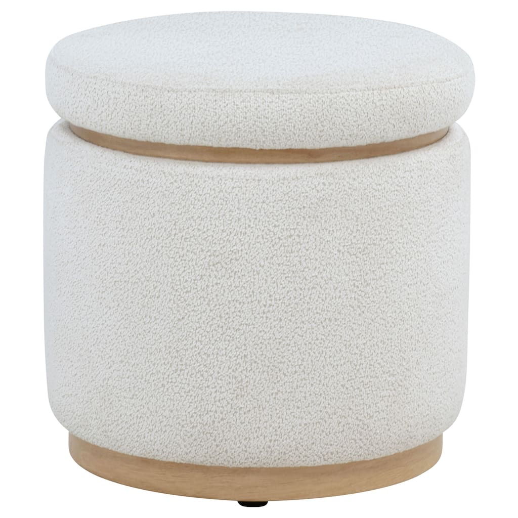 Remuda Boucle Upholstered Round Storage Ottoman Ivory