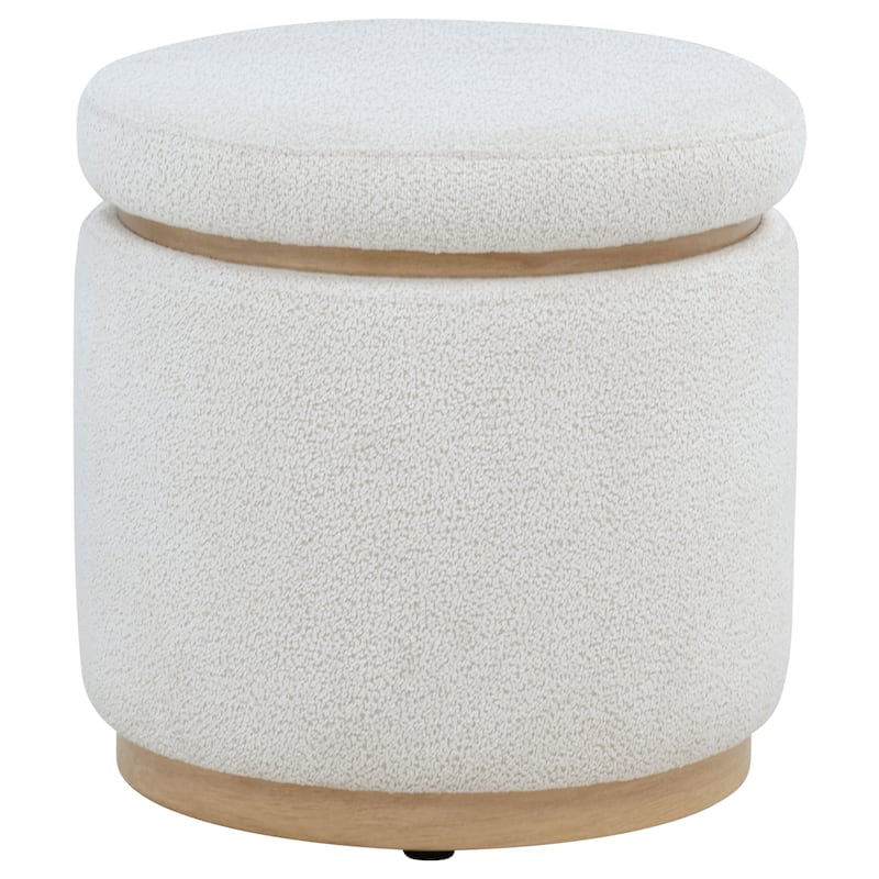 Remuda Boucle Upholstered Round Storage Ottoman Ivory - Ivory