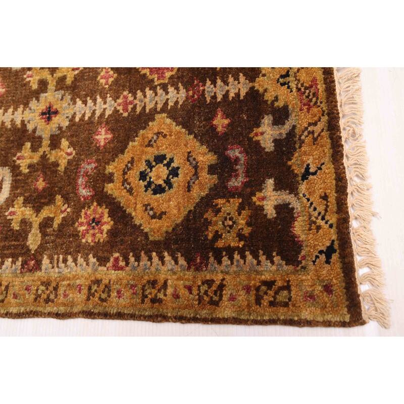 ECARPETGALLERY Hand-knotted Finest Agra Jaipur Dark Brown Wool Rug - 2'6 x 8'1