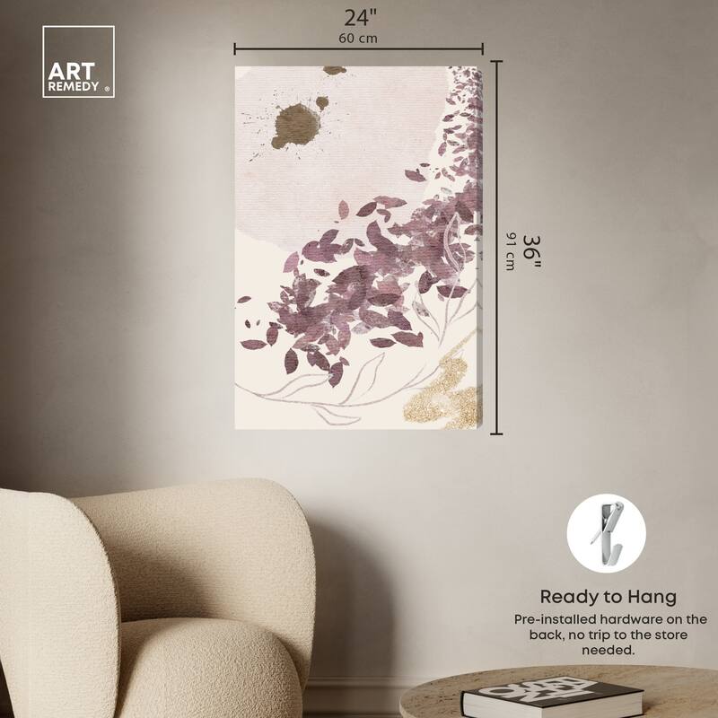 Art Remedy Golden Vineyards Gallery Wrapped Boho Abstract 1 Piece Canvas Wall Art