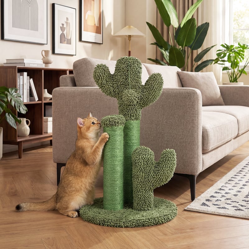 Gymax 22'' Cactus Cat Scratching Post Cute Vertical Cat Claw Scratcher
