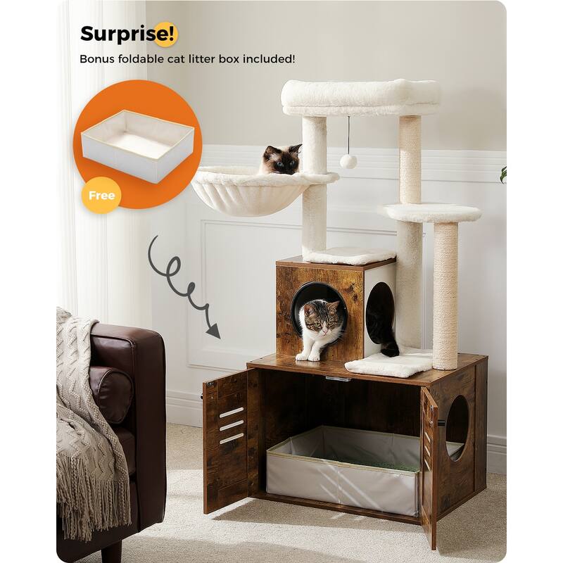 Modern Wood Cat Condo with Litter Box