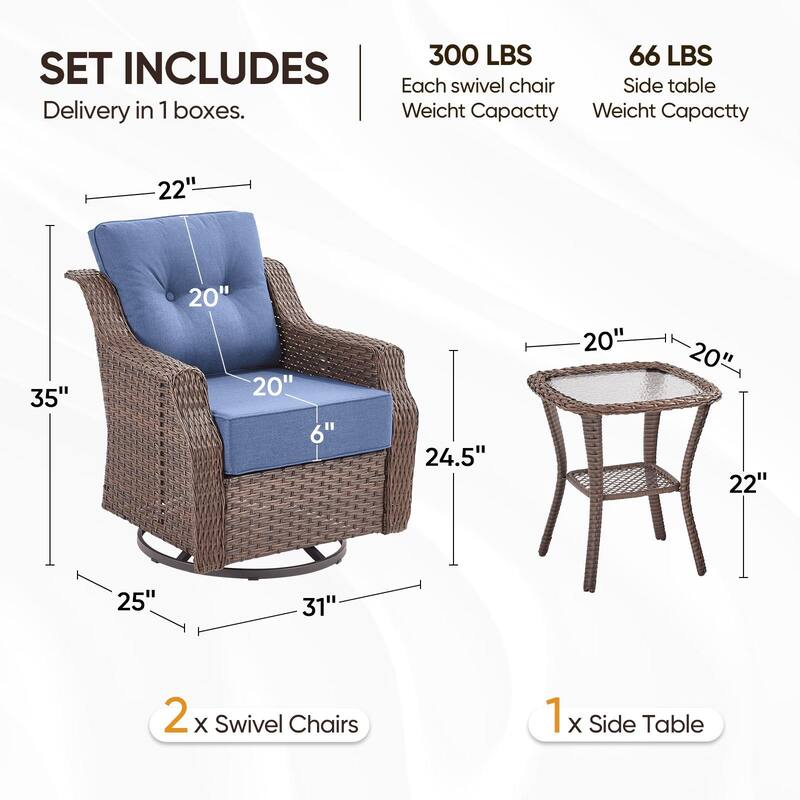 Pocassy Wicker Sofa Chair Set for Garden