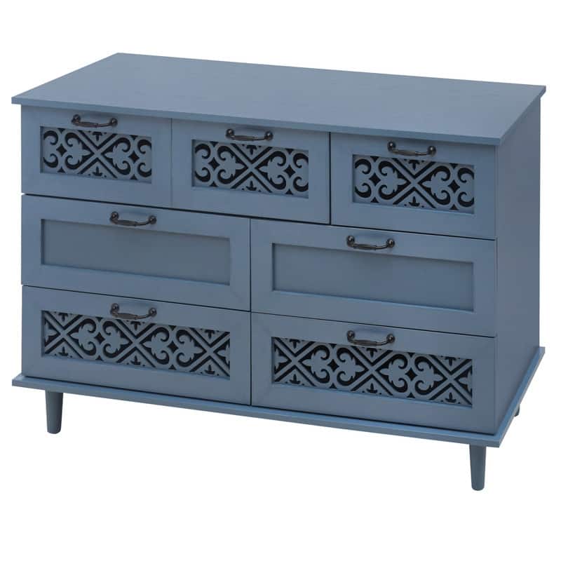 American Style Wood Sideboard Buffet Cabinet with 7 Storage Drawers