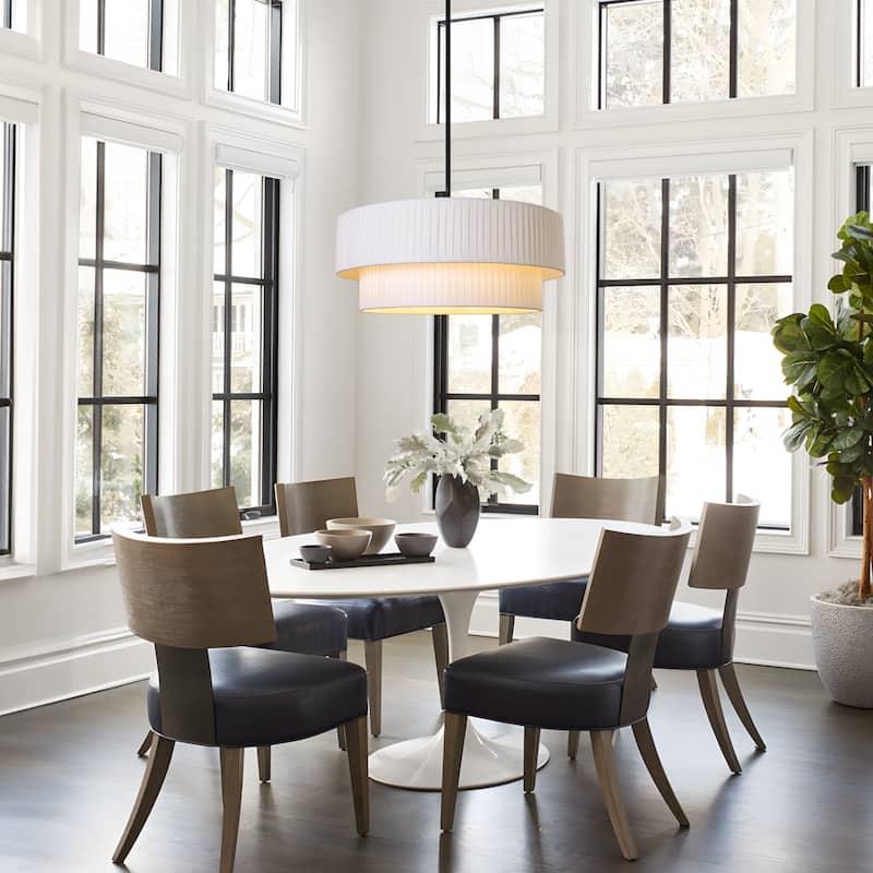 Modern 3-Light Drum Chandelier Fabric Shade Ceiling Hanging Pendant