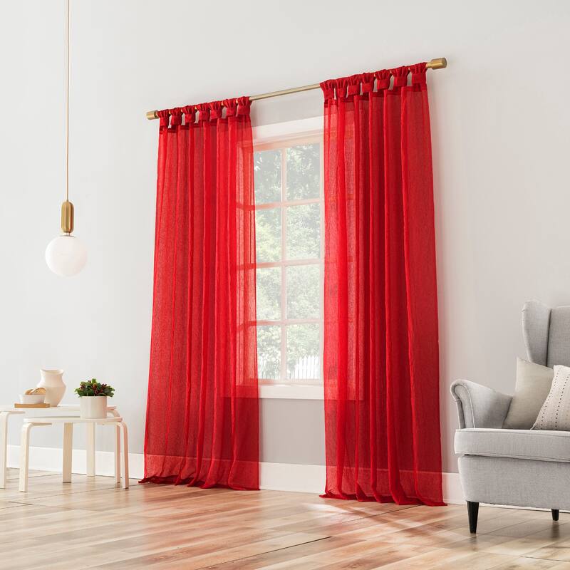 No. 918 Krista Holiday Twist Tab Sheer Tab Top 1-Piece Curtain Panel, Single Panel