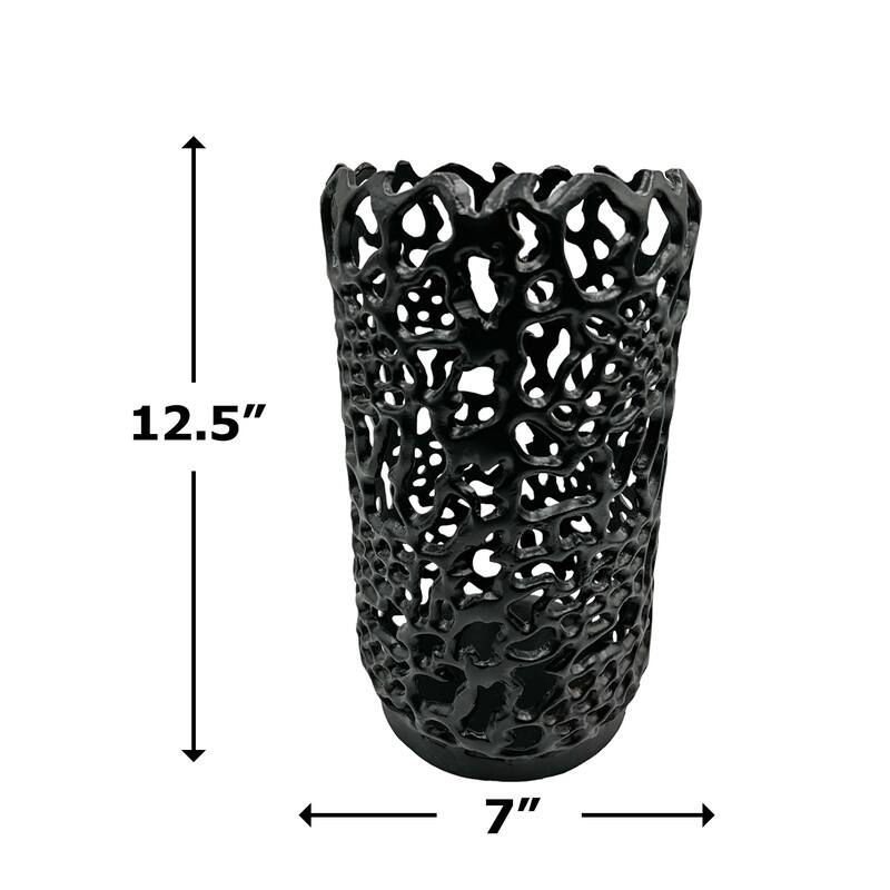 Decorative Handmade Aluminum Cylinder Hurricane Candle holder in Black
